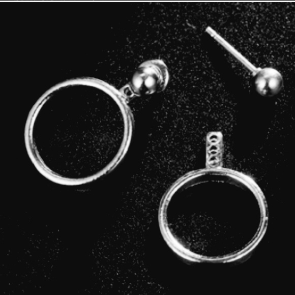 NEW Silver Circle Jacket Earrings - Picture 4 of 6